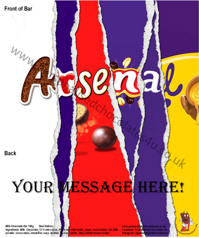 Arsenal Personalised Chocolate Bar