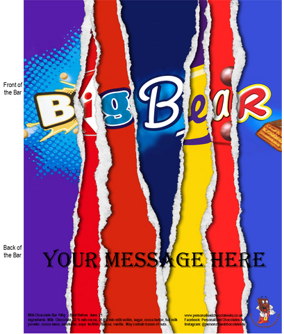 Funny/Rude Big Bear Large Personalised Chocolate Bar