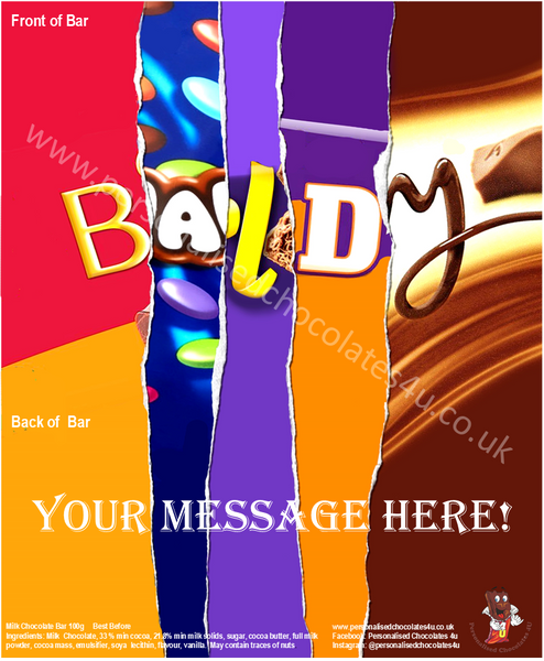 Personalised Baldy Chocolate Bar