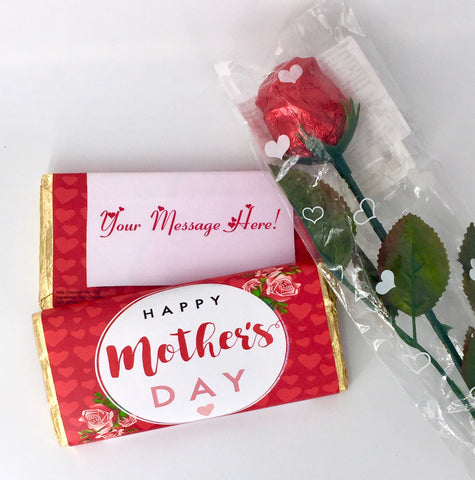 Rose Design 100g Mother’s Day Bar with life-size chocolate rose set